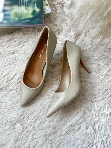 Pantofi eleganti dama, cu toc subtire bej 103